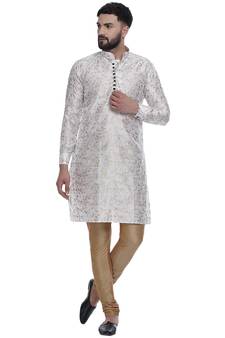 White Brasso Jacquard Men Kurtas