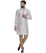 White Brasso Jacquard Men Kurtas