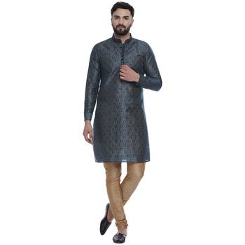Blue Brasso Jacquard Men Kurtas 1