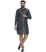 Blue Brasso Jacquard Men Kurtas