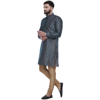 Blue Brasso Jacquard Men Kurtas 2