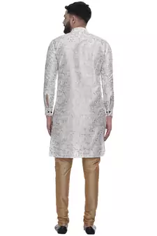 White Brasso Jacquard Men Kurtas