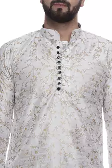 White Brasso Jacquard Men Kurtas