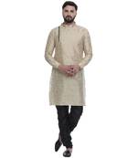 Beige Brasso Jacquard Men Kurtas