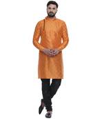Orange Brasso Jacquard Men Kurtas