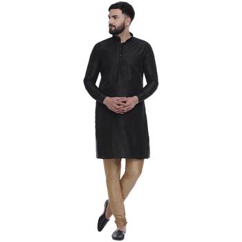 Black Brasso Jacquard Men Kurtas 1