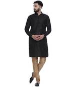 Black Brasso Jacquard Men Kurtas