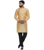 Yellow Brasso Jacquard Men Kurtas