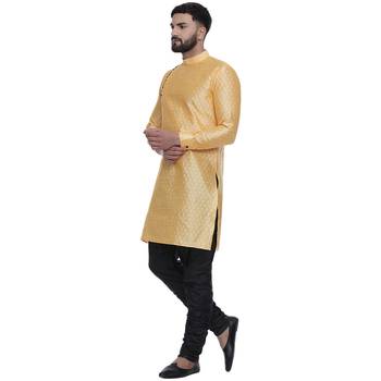 Yellow Brasso Jacquard Men Kurtas 2