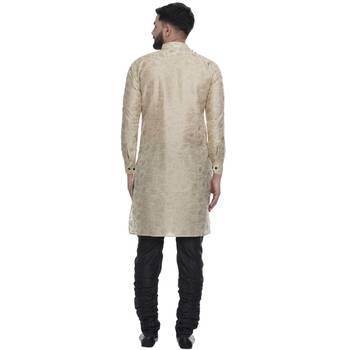 Beige Brasso Jacquard Men Kurtas 5