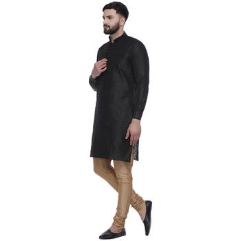 Black Brasso Jacquard Men Kurtas 2