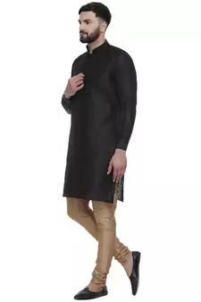 Black Brasso Jacquard Men Kurtas