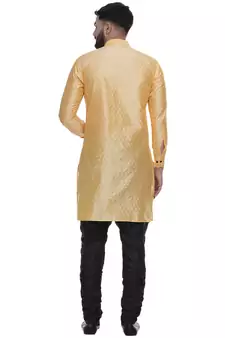 Yellow Brasso Jacquard Men Kurtas