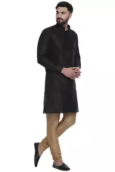 Black Brasso Jacquard Men Kurtas