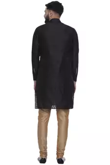 Black Brasso Jacquard Men Kurtas
