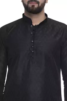 Black Brasso Jacquard Men Kurtas