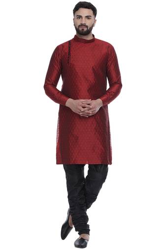 Maroon Brasso Jacquard Men Kurtas