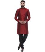 Maroon Brasso Jacquard Men Kurtas