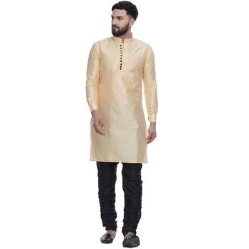 Yellow Brasso Jacquard Men Kurtas 1