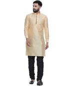 Yellow Brasso Jacquard Men Kurtas