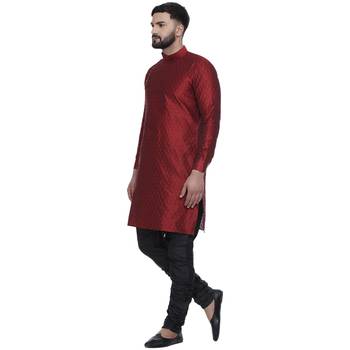 Maroon Brasso Jacquard Men Kurtas 2