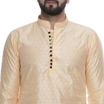 Yellow Brasso Jacquard Men Kurtas 2