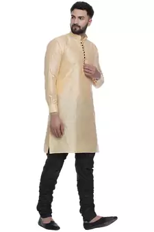 Yellow Brasso Jacquard Men Kurtas