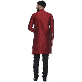 Maroon Brasso Jacquard Men Kurtas 4