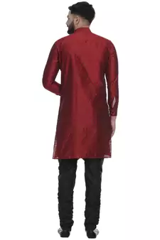 Maroon Brasso Jacquard Men Kurtas