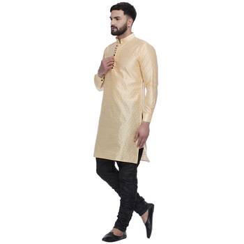 Yellow Brasso Jacquard Men Kurtas 4