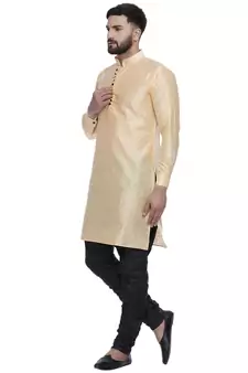 Yellow Brasso Jacquard Men Kurtas