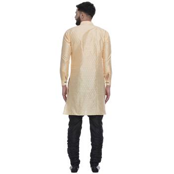 Yellow Brasso Jacquard Men Kurtas 5