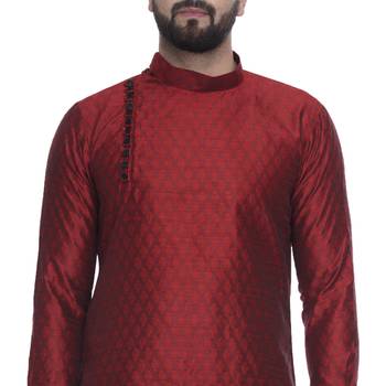 Maroon Brasso Jacquard Men Kurtas 5