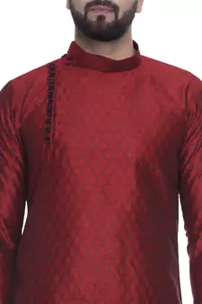Maroon Brasso Jacquard Men Kurtas