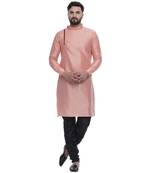 Pink Brasso Jacquard Men Kurtas