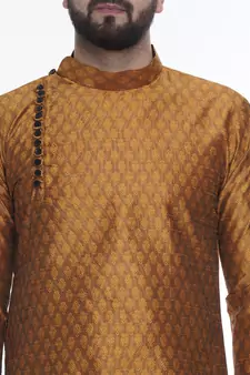 Gold Brasso Jacquard Men Kurtas