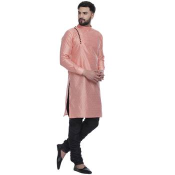 Pink Brasso Jacquard Men Kurtas 2