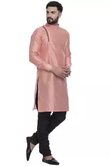 Pink Brasso Jacquard Men Kurtas