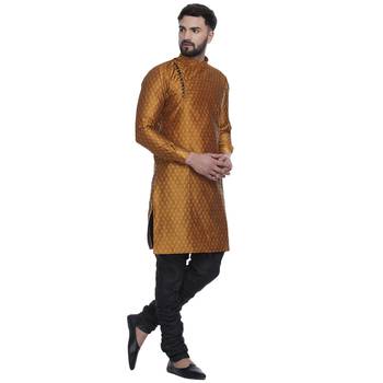 Gold Brasso Jacquard Men Kurtas 3