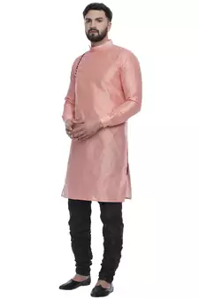 Pink Brasso Jacquard Men Kurtas