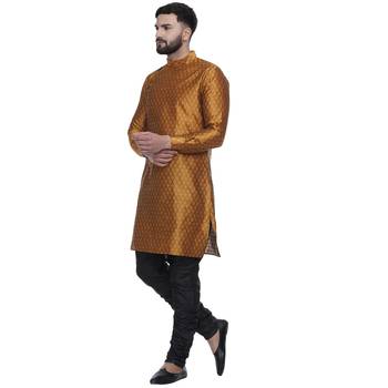 Gold Brasso Jacquard Men Kurtas 4