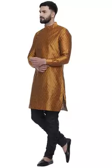 Gold Brasso Jacquard Men Kurtas