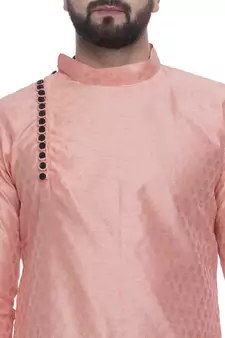 Pink Brasso Jacquard Men Kurtas