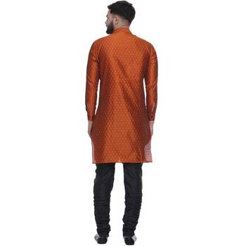 Orange Brasso Jacquard Men Kurtas 5