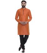 Orange Brasso Jacquard Men Kurtas
