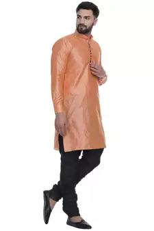 Orange Brasso Jacquard Men Kurtas