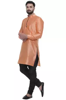 Orange Brasso Jacquard Men Kurtas
