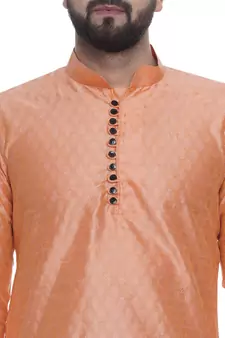 Orange Brasso Jacquard Men Kurtas