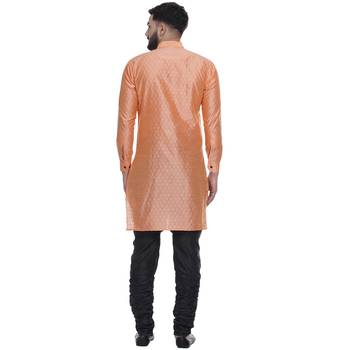 Orange Brasso Jacquard Men Kurtas 5