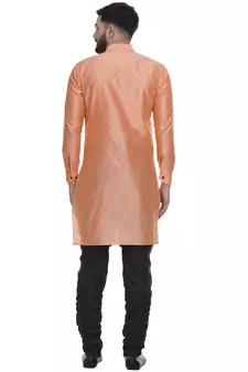 Orange Brasso Jacquard Men Kurtas
